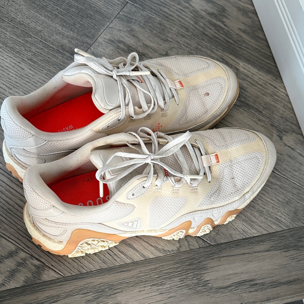 adidas Cream and Orange Moulded Spike Golf Shoes